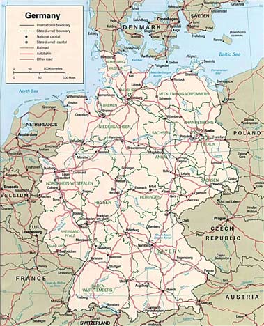 Подробная карта Германии